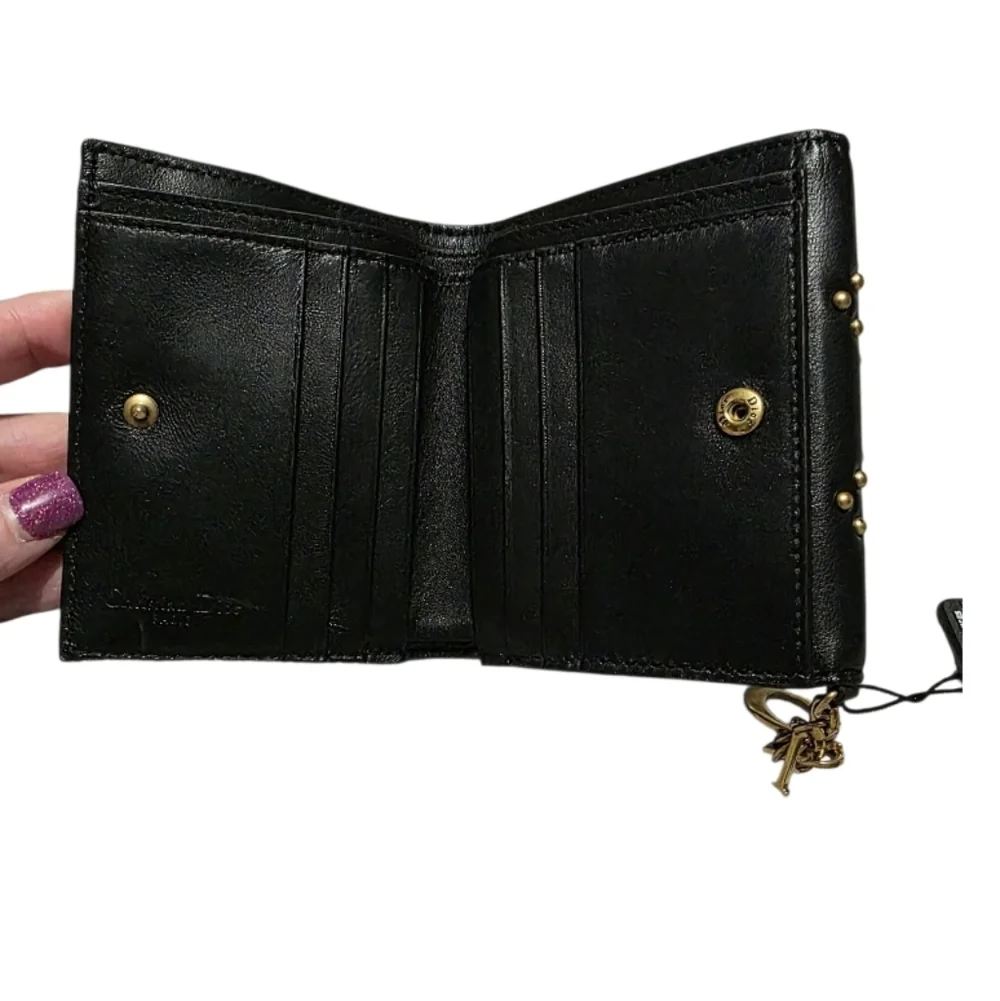 Christian Dior Lady Dior Studded Black Wallet W/COA
